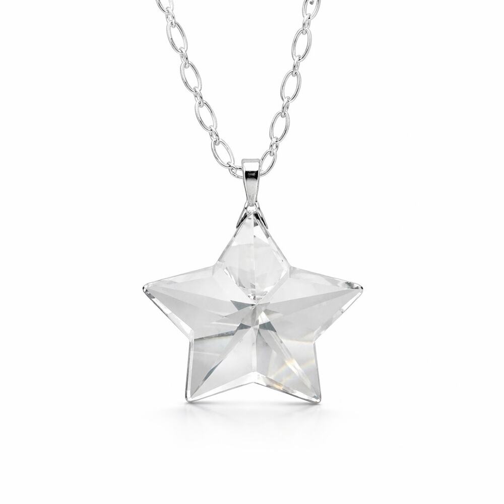 Vintage Tiffany & Co. Crystal Star Pendant Necklace Sterling Silver Chain Gift